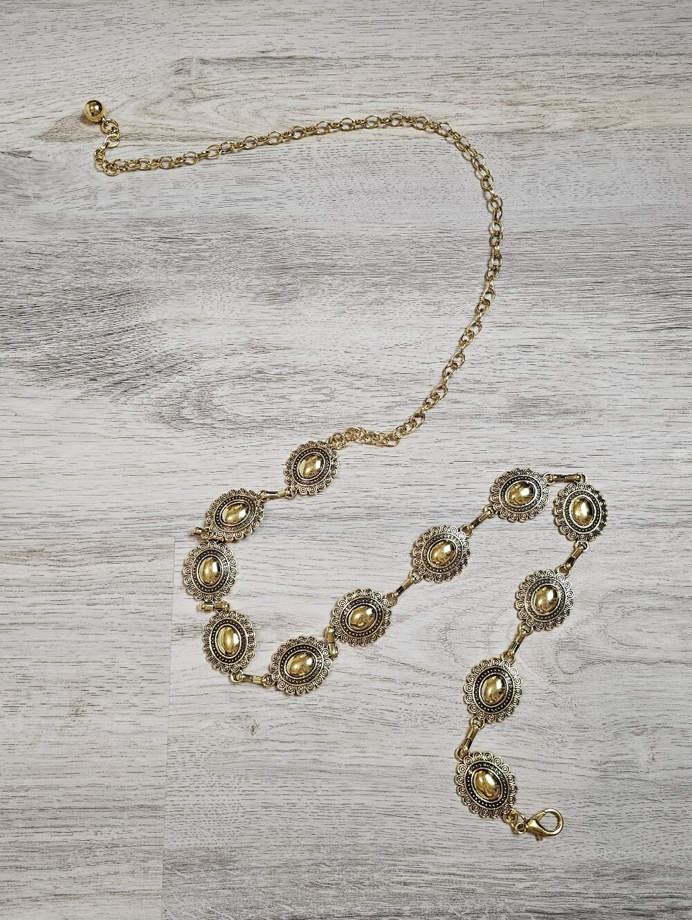 Bohemian Antique-gold Rodeo Floral Metal Belt